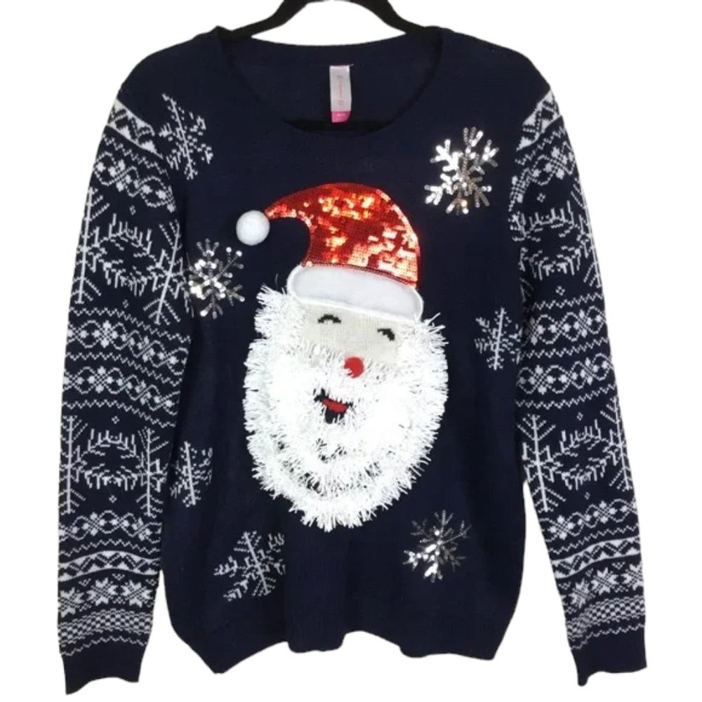 NWT No Boundaries Christmas sweater blue size XL Holiday Sweater